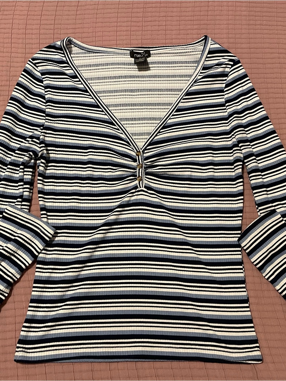 Rue21 Long Sleeve Striped Blouse Medium